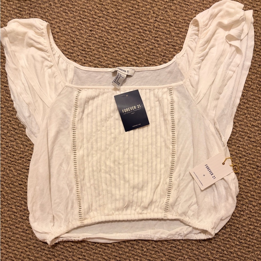 Forever 21 Cream Blouse with Textured Detail